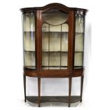 English Edwardian curved glass curio cabinet