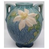 Roseville Clematis double handle vase - 8 1/2"