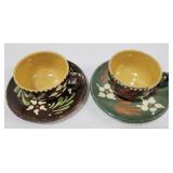 Art Pottery 2 Cups + Saucers