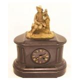 Antique bronze mounted solid slate mantle clock