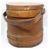 Primitive Wooden Sugar Bucket w /Lid
