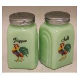 Jadeite "Rooster" Salt & Pepper Shakers