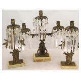 Three piece girandole vintage candlestick set