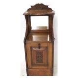 English carved coal scuttle stand