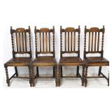 Set of 4 English oak barley twist side chairs