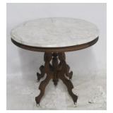 Victorian Walnut Oval Marble Top Table