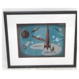 Mid century framed space print