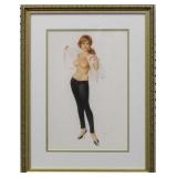 Pin Up Girls Brunette Giclee by Alberto Vargas