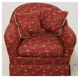 Over upholstered club chair with 2 pillows