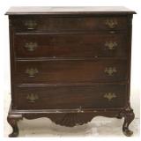 Maddox Queen Anne 4 drawer chest, carved skirt