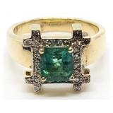 14K Emerald & diamond ring