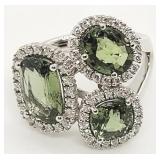 18K Green Sapphire & diamond ring