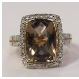 10k Smokey Quartz Ring w/ .25 Diamond