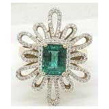 14K Emerald & diamond ring