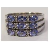 10k White Gold Diamond & Tanzanite Ring