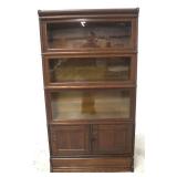 Vintage oak 4 stack bookcase, blind door base