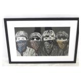 Beatles with bandanas framed print by Banksy