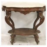 Turtle shape Victorian marble top parlor table