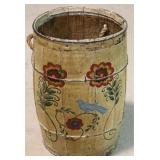 Early Folk Painted Nail Keg - Rope Handles
