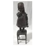 Bronze Statue of Lil Girl signed by Juan Clara