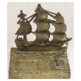 Brass ship inkwell