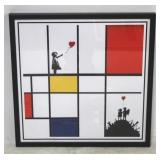 Banksy Piet Mondrian balloon girl framed print