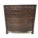 Mahogany bow front 5 drawer chest