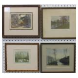 Set of 4 Original Hand Tinted Photographs Pencil