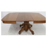 Oak claw foot pedestal base table w/ 2 leaves