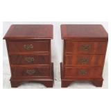 Pair English banded inlay bedside stands