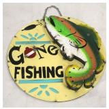 Metal 3 Dimensional Gone Fishing sign