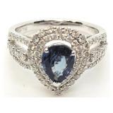 GIA certified Platinum Blue Sapphire diamond ring