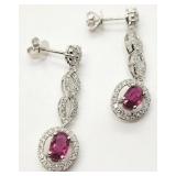 Rare GIA certified Platinum Ruby diamond earrings