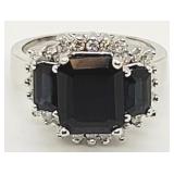 14K Gold custom made blue Sapphire & diamond ring