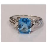 Blue Topaz & White Topaz 14k white gold ring