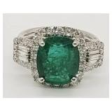 GIA certified 18K gold Emerald & diamond ring
