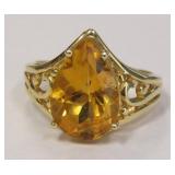 Pear Shape Citrine Ring 14k yellow