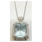 GIA certified Platinum Aquamarine pendant necklace