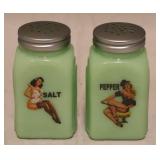 Jadeite "Pin Up Girls" Salt & Pepper Shakers