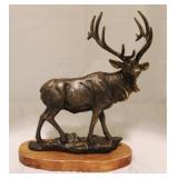Bronze Elk mounted on Wood Base