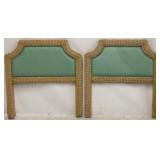 Pair twin wicker upholstered headboards