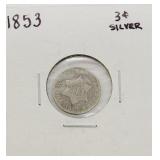 1853 Silver 3 cent
