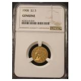 1908 NGC $2.50 Gold Indian