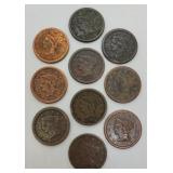 Group of 10 large cents