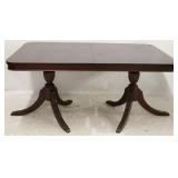 Mahogany double pedestal Duncan Phyfe dining table