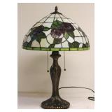 "Red Flowers" Stained Glass Lamp