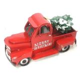 Metal Merry Christmas truck with tree