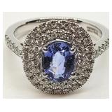 GIA certified Platinum blue Sapphire diamond ring