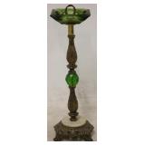 Vintage smoking stand w/ green glass ashtray top