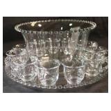 13 piece Imperial Candlewick Punch Bowl set